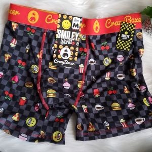 Crazy Boxer Smiley World Food Emoji Black Boxers